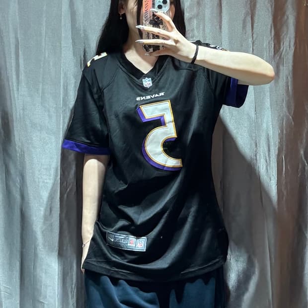 XL NFL x NIKE FLACCO 5 블랙 유니폼 하프 져지