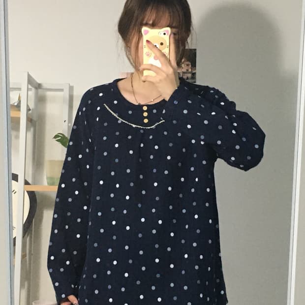 네이비 도트 top