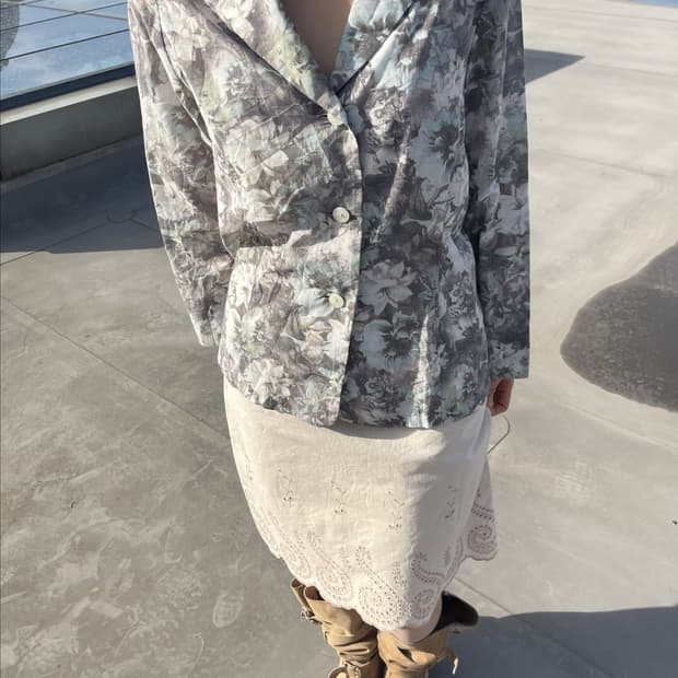 Floral Jade Top 플로럴 옥색 셔츠