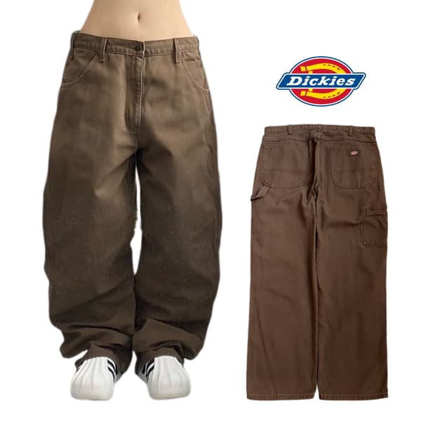 디키즈 OG 카펜처 덕캔버스 와이드 워크팬츠 브라운