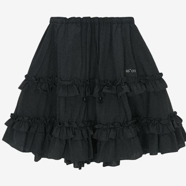 애즈온 CHECK KANGKANG MIDI SKIRT / BLACK