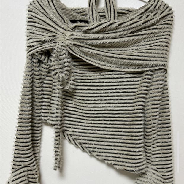 긱시크 y2k 오프숄더 앙고라 긴팔슬리브