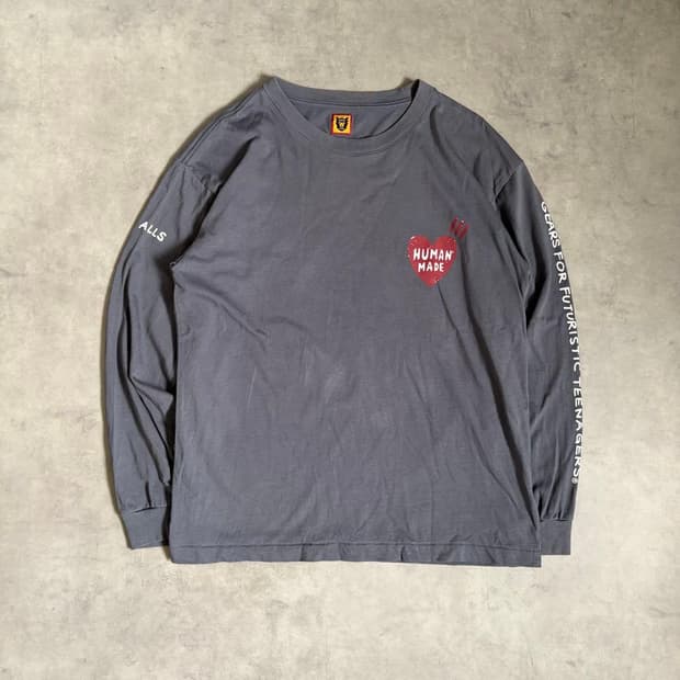 휴먼 메이드 하트 로고 롱슬리브 티셔츠