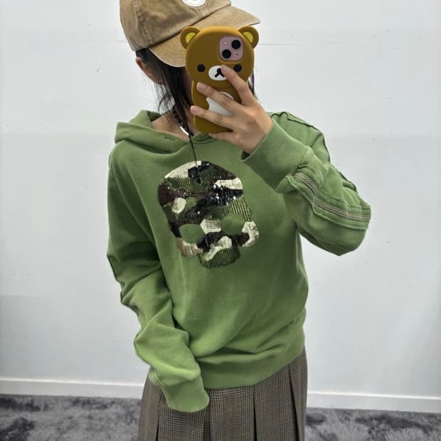 일본빈티지 트랙 카모 후드티 그런지히피 y2k 대장 피조물 파우닝133