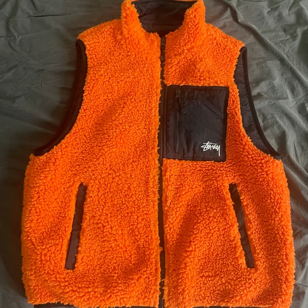 Stussy Sherpa Reversible Vest Tangerine