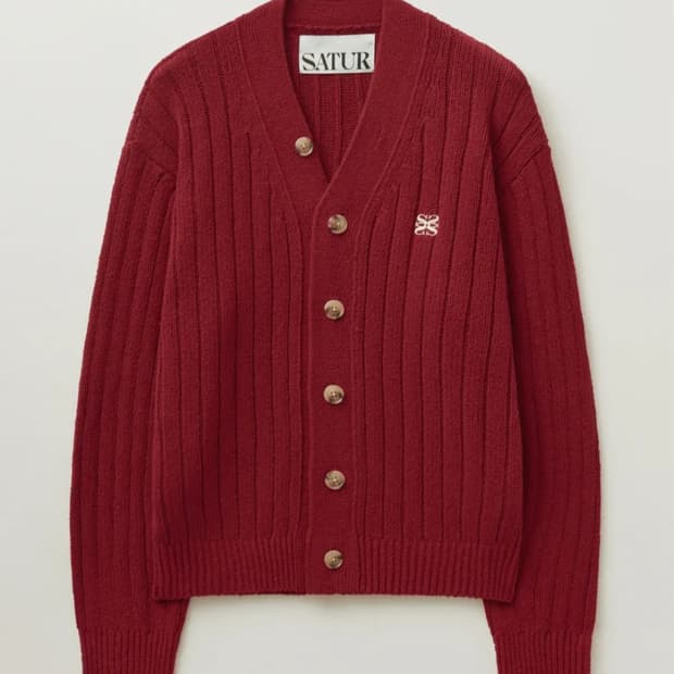 세터 파로 오버 사이즈 부클 가디건(버건디 레드) M