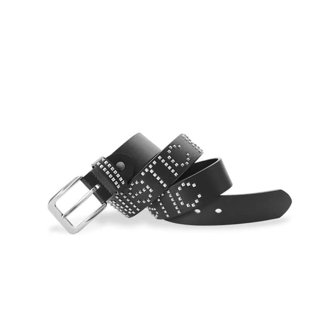 karmanistic punk studded logo belt black