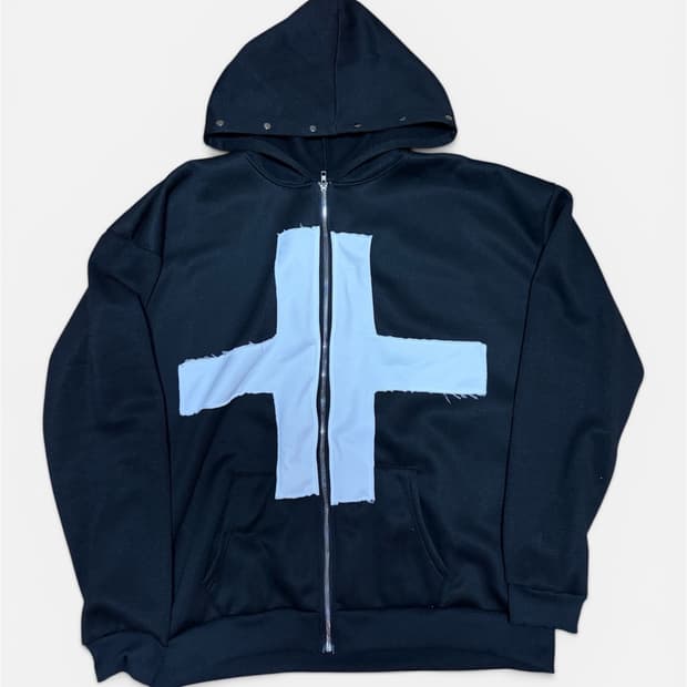 십자가 오버핏 후드집업