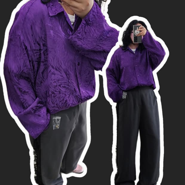 Japan 퍼플 마블링 블라우스