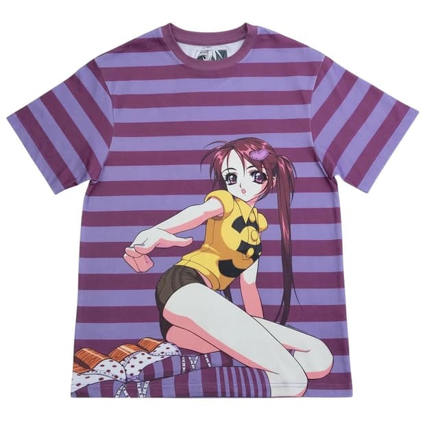 유민하 반팔 티셔츠 Purple Stripe “3” T-S