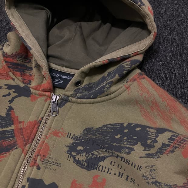 할리데이비슨 오일카모 후드집업