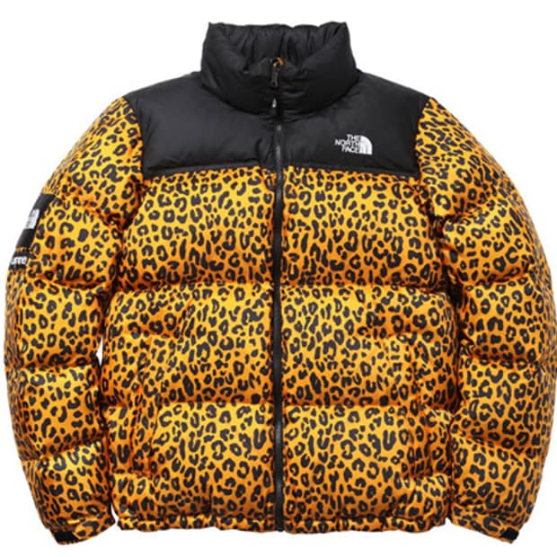 슈프림 x 노스페이스 레오파드 눕시 s