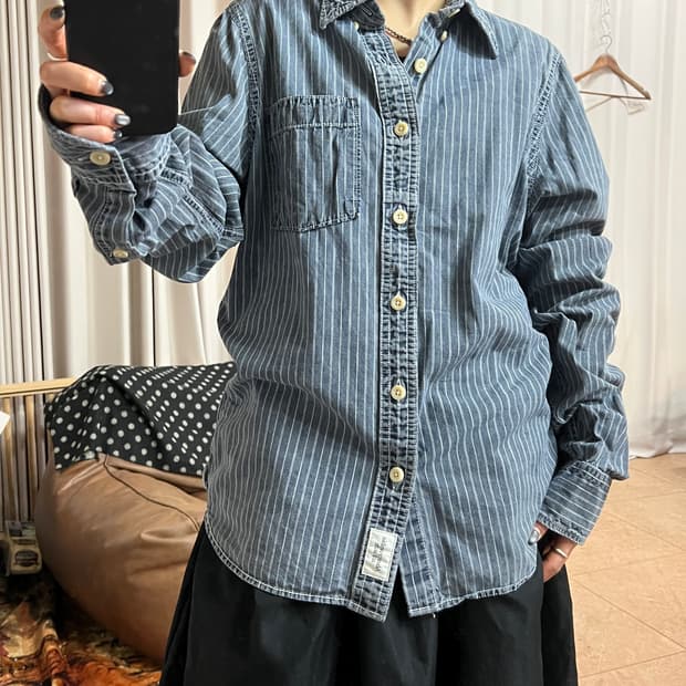 아베크롬비 머슬핏 스트라이프 데님셔츠 