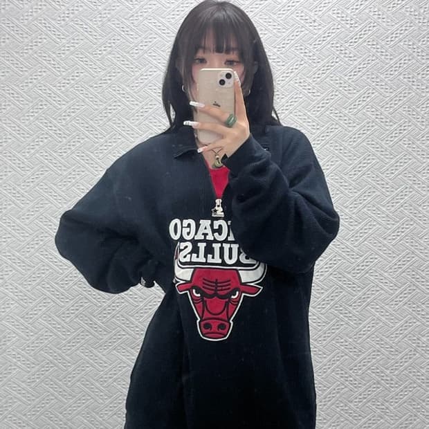 스타터 NBA 올드스쿨 시카고불스 반집업 오버핏 니트 XL C10792