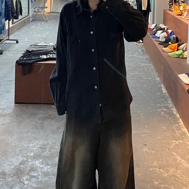 리바이스 레드탭 흑청 데님 셔츠 H1036