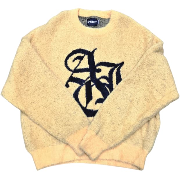 아조바이아조 오버사이즈 로고 니트 옐로우