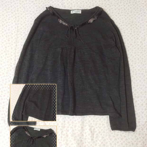 빈티지 모리걸 차콜 니트탑