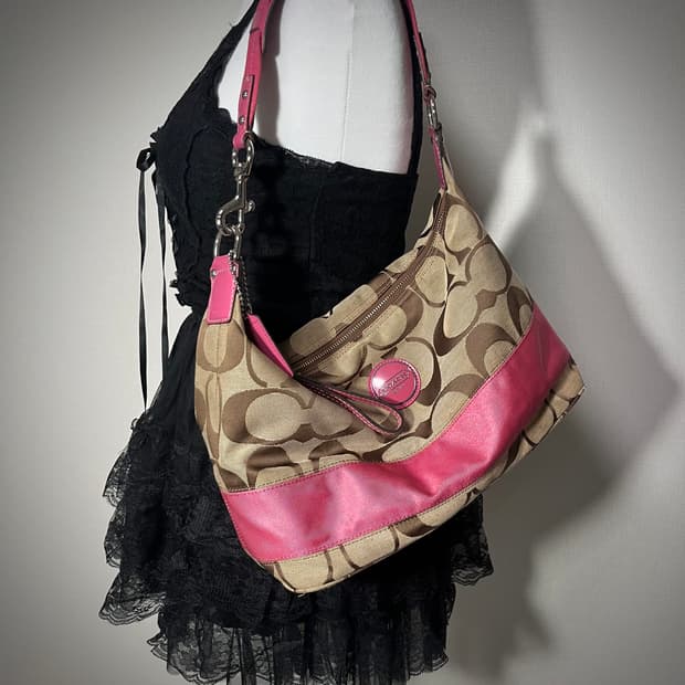coach 코치 시그니처 베이지 핑크 숄더백 갸루