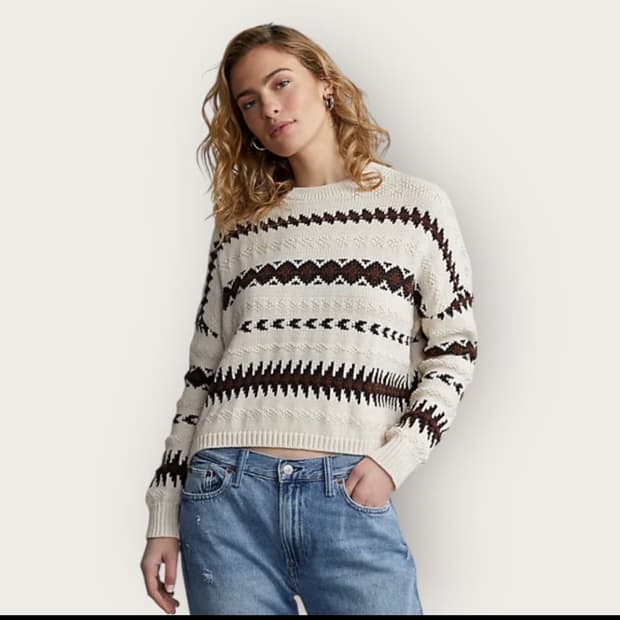 폴로랄프로렌 여성 신형 지오메트릭 크롭 니트(M)