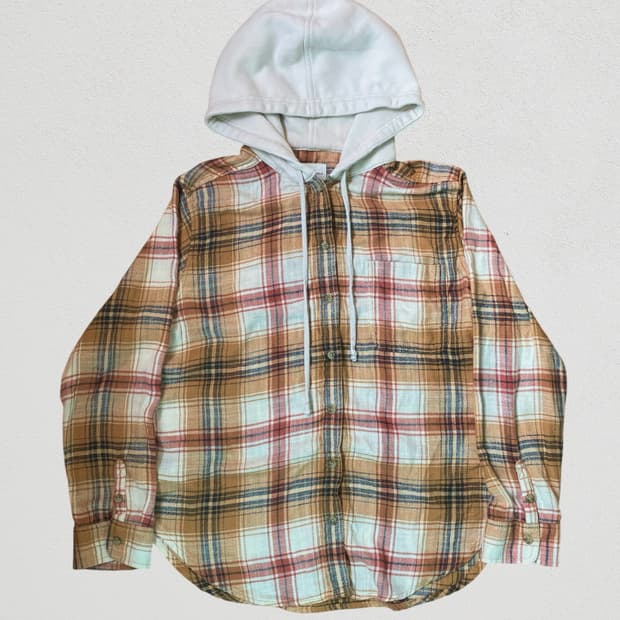 American Eagle 아메리칸 이글 체크 후드 셔츠 S