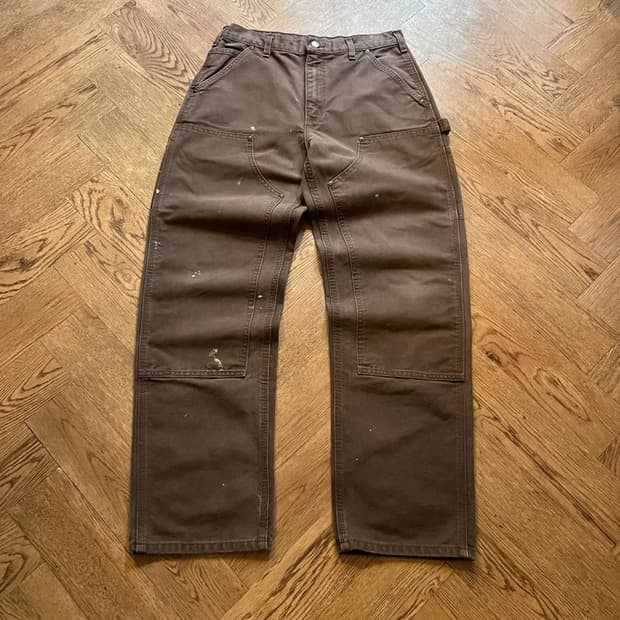 [32]칼하트 USA 빈티지 페인팅 다크브라운 더블니 워크 팬츠