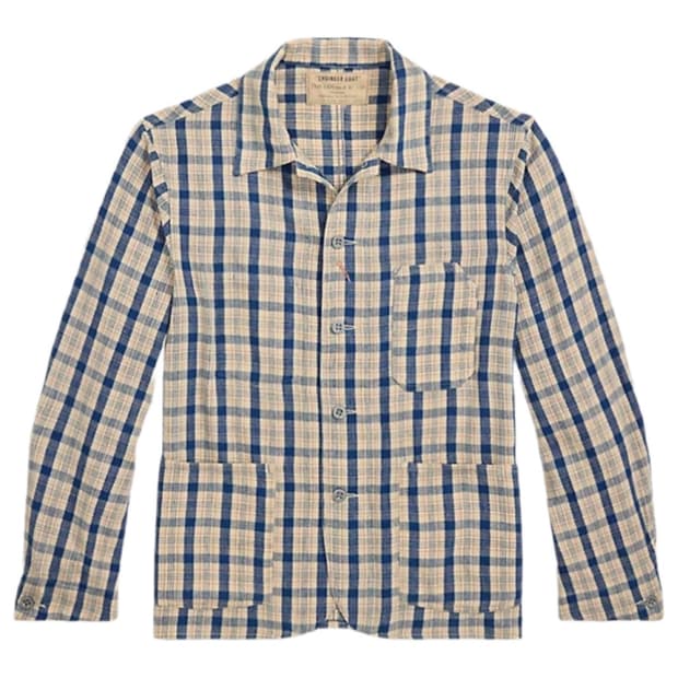 rrl 인디고 플레이드 트윌 엔지니어 자켓 xxl