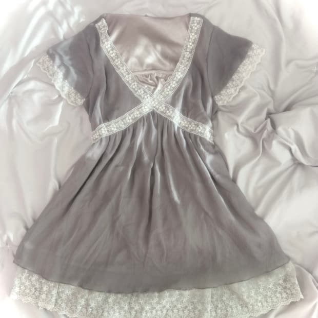 엑시즈팜 그레이 엔젤코어 레이스 원피스 르네상스 페어리 모리걸 코코모리