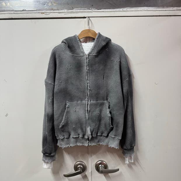 빈티지 와플 후드집업