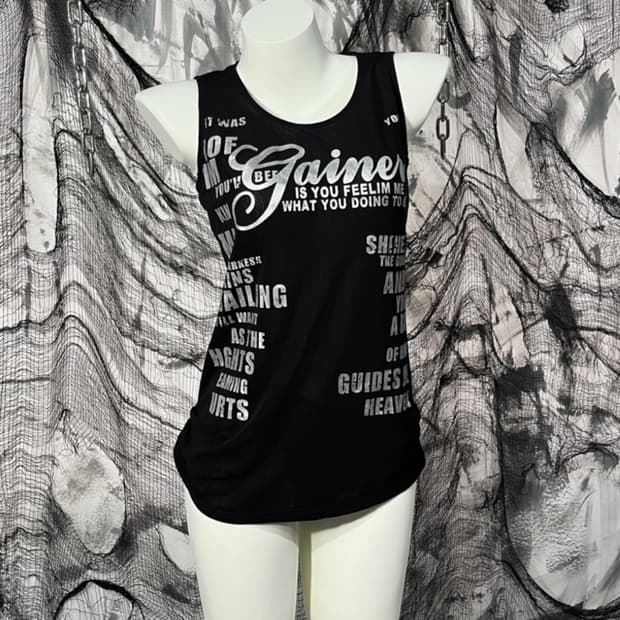 00's lettering See-through sleeveless