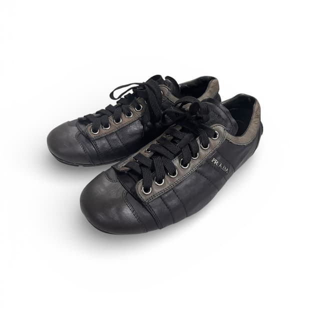 [280] 프라다 스포츠 아카이브 로고 브라운 레더 스니커즈