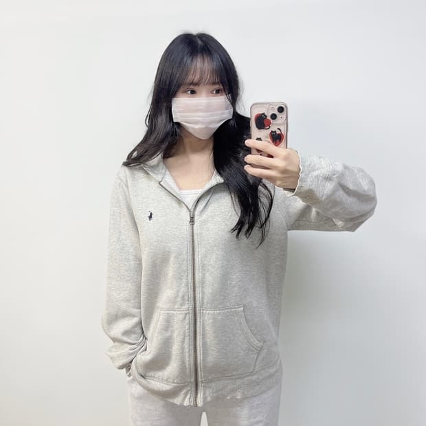 폴로 랄프로렌 포니 로고 후드집업 그레이