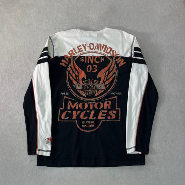 100 할리데이비슨 빈티지 프린팅 롱슬리브 티셔츠