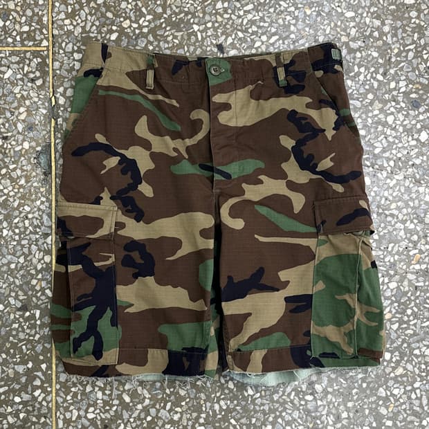 00s 미군 우드랜드 카모 BDU 컷오프 카고 쇼츠 M