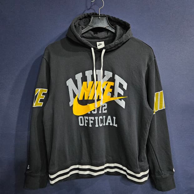 나이키 프린팅 블랙 남성 세미오버핏 110 후드티 