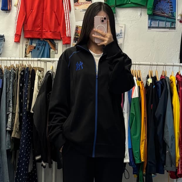 MLB 뉴욕 양키스 블랙 트랙탑 져지 XL