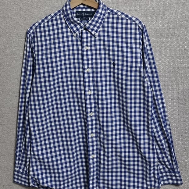 오버핏 M ) 폴로랄프로렌 블루 커스텀핏 체크셔츠 남방