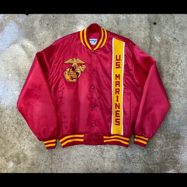    빈티지 Swingster US Marines 자수 새틴 스타디움 