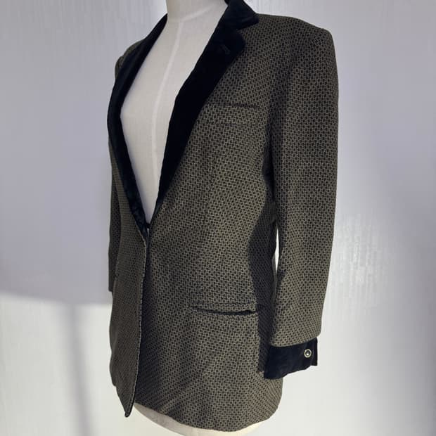 80s 조르지오 아르마니 벨벳 자카드 테일러드 자켓