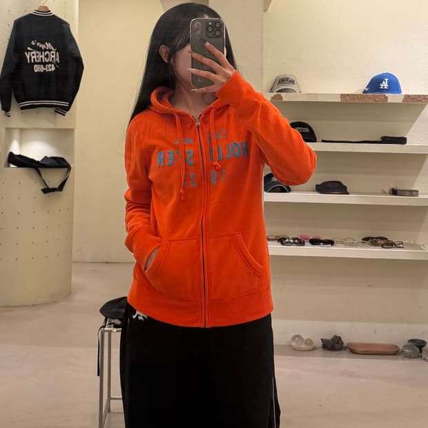 홀리스터 오렌지 빅로고 후드집업 U738