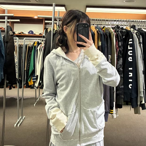 OS)DIESEL vintage 그레이 후드집업