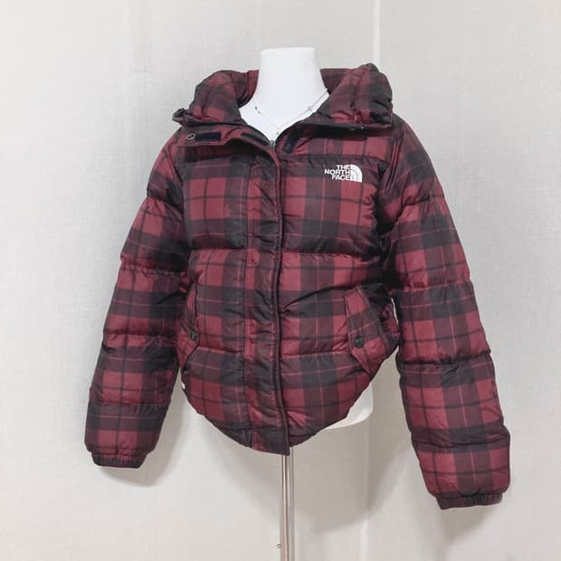 노스페이스 체크패턴 700 숏패딩 S