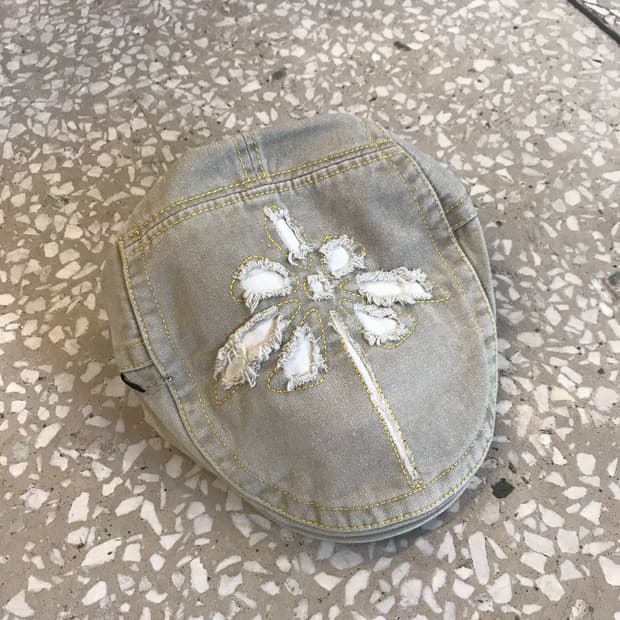 Vintage Denim Flower Flat Cap 