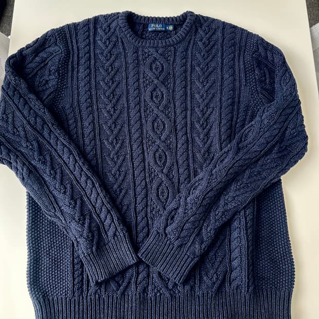 폴로 케이블 아란 캐시미어 니트 네이비 색상 XL