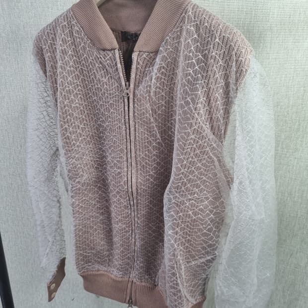 새제품 이태리 명품 안드레모리스 레이스 시스루 니트 짚업