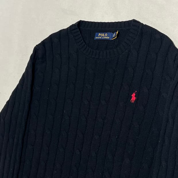 M 폴로랄프로렌 코튼 케이블 블랙 니트