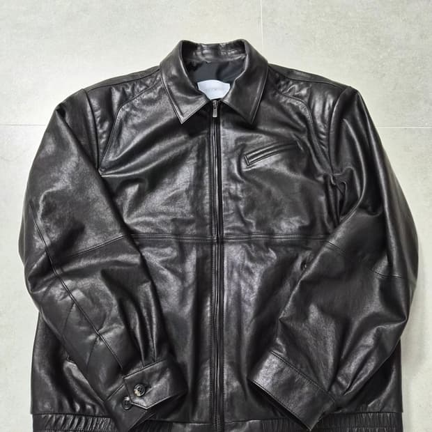 해칭룸 시티치 볼륨 레더쟈켓 램스킨 블랙 4