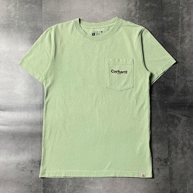 CARHARTT 칼하트 라이트그린 그래픽 포켓 반팔 티셔츠 A01090