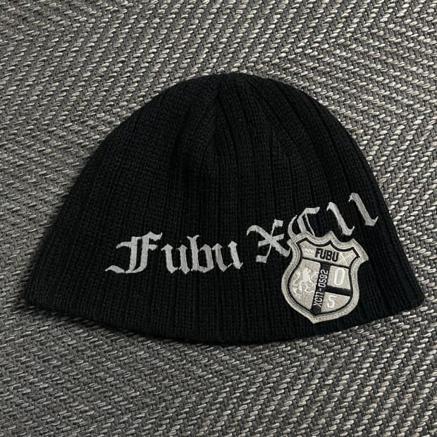 00s FUBU y2k 패치 로고 비니 블랙o 4965