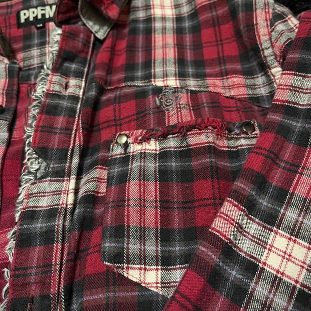 PPFM 그런지 디테일 체크 셔츠