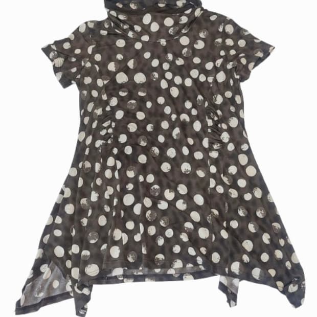 모리걸 오리엔탈 보헤미안 히피 브라운 도트 반팔 원피스